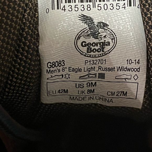 Georgia Boot Eagle Light Work Boot in Russet Wildwood, size 9 - Picture 8 of 9
